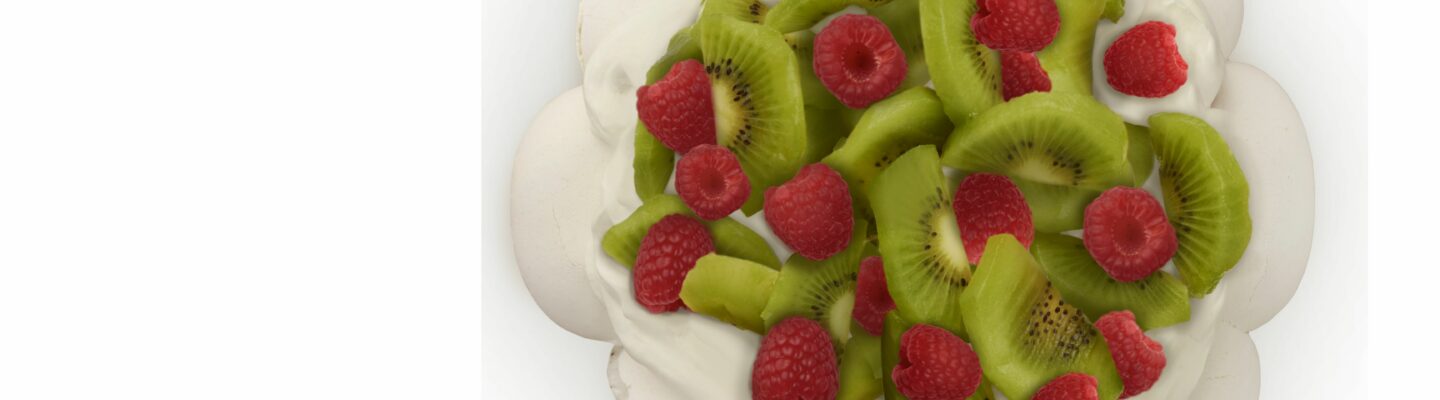 Pavlova framboise et kiwi