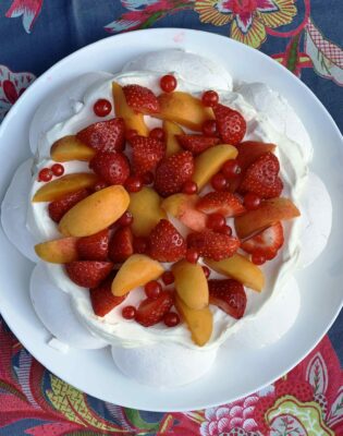 Pavlova fraise abricot