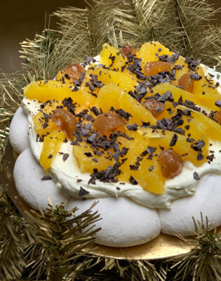 Pavlova crème de marron et oranges